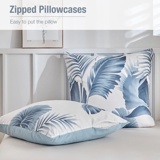Unyqoos® Tropische beddengoedset met palmbladpatroon en microvezel stof 200 x 200