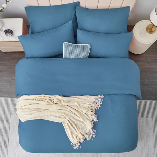 550x550-11180.jpg Unyqoos® Zacht en Strijkvrij Beddengoedset van Microvezel met Ritssluiting in Blauw