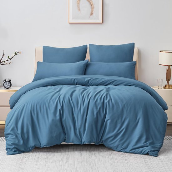 550x550-11183.jpg Unyqoos® Zacht en Strijkvrij Beddengoedset van Microvezel met Ritssluiting in Blauw