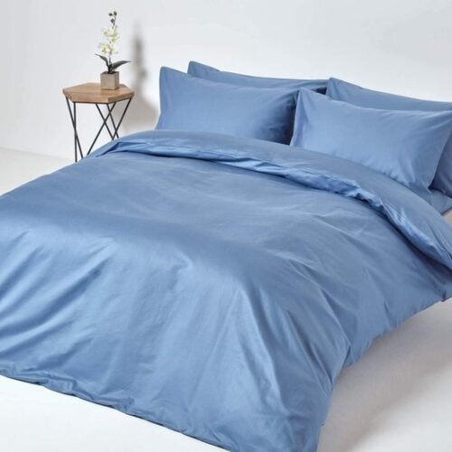 Unyqoos® Luxe tweedelige beddengoedset van Egyptisch katoen in elegante blauwe kleur