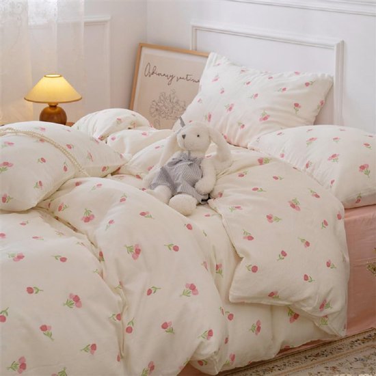 Unyqoos® Esthetische microvezel beddengoedset met bloemenpatroon en ritssluiting