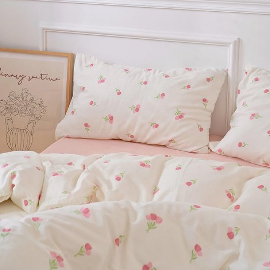 Unyqoos® Esthetische microvezel beddengoedset met bloemenpatroon en ritssluiting