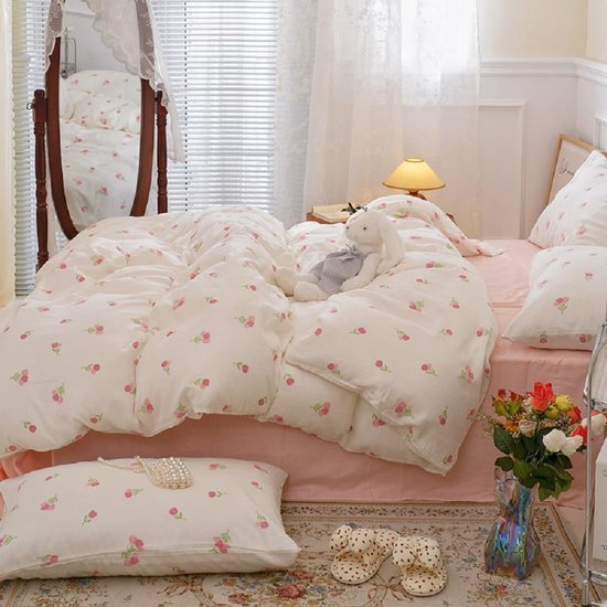 Unyqoos® Esthetische microvezel beddengoedset met bloemenpatroon en ritssluiting