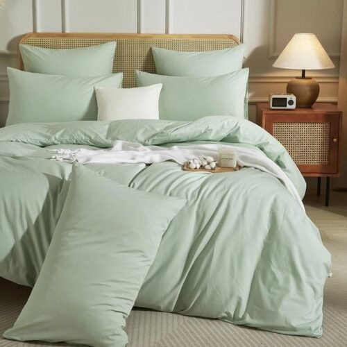 Unyqoos® Ademend en Zacht Katoenen Dekbedovertrekset met Effen Patroon en Kussensloop