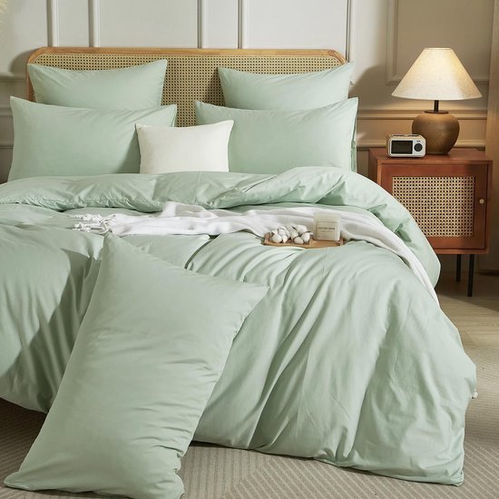 Unyqoos® Ademend en Zacht Katoenen Dekbedovertrekset met Effen Patroon en Kussensloop