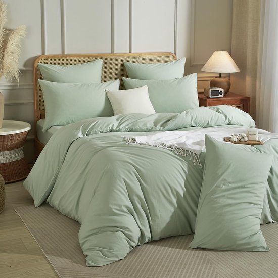 Unyqoos® Ademend en Zacht Katoenen Dekbedovertrekset met Effen Patroon en Kussensloop