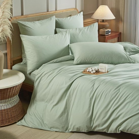 Unyqoos® Ademend en Zacht Katoenen Dekbedovertrekset met Effen Patroon en Kussensloop