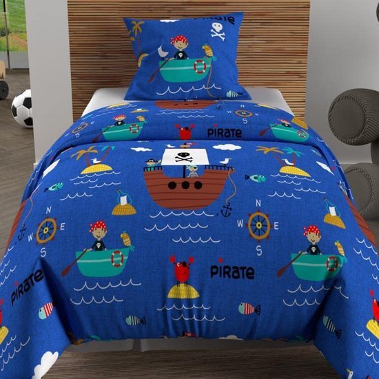 Unyqoos® Stijlvolle dekbedovertrekset in piratenblauw van hoogwaardig katoen
