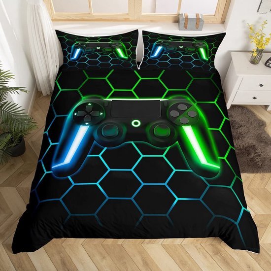 Unyqoos® Verleidelijke Game-Thema Dekbedovertrekset voor Jongens met Geometrisch Design en Kussensloop