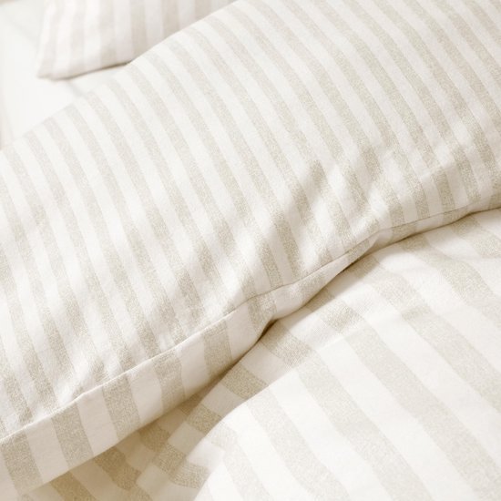 Unyqoos® Omkeerbare beddengoedset van geborsteld katoen in natuurlijke tinten met kussensloop