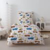 Unyqoos® Kinderbeddengoed met bouwvoertuigen motief en ritssluiting voor jongens