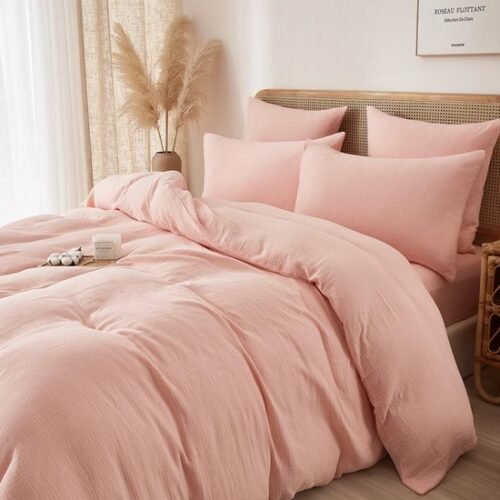 Unyqoos® Zachte katoenen beddengoedset met mousseline dekbedovertrek en kussenslopen
