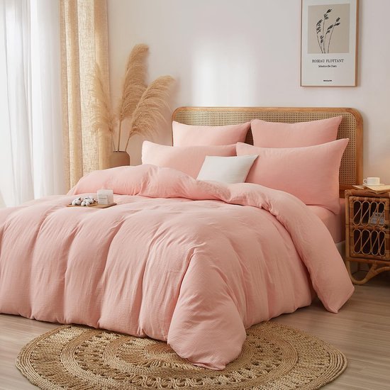550x550-11301.jpg Unyqoos® Zachte katoenen beddengoedset met mousseline dekbedovertrek en kussenslopen