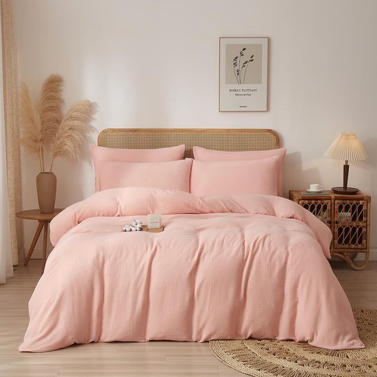 550x550-11302.jpg Unyqoos® Zachte katoenen beddengoedset met mousseline dekbedovertrek en kussenslopen