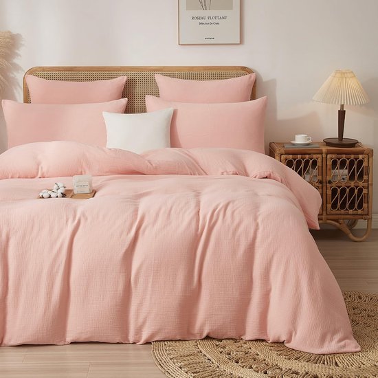 550x550-11305.jpg Unyqoos® Zachte katoenen beddengoedset met mousseline dekbedovertrek en kussenslopen