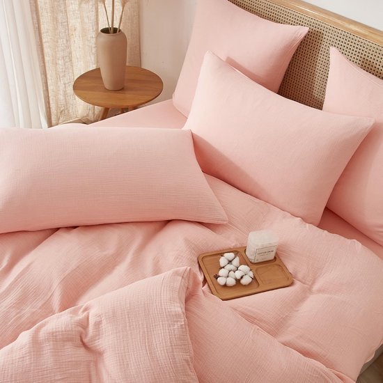 550x550-11307.jpg Unyqoos® Zachte katoenen beddengoedset met mousseline dekbedovertrek en kussenslopen