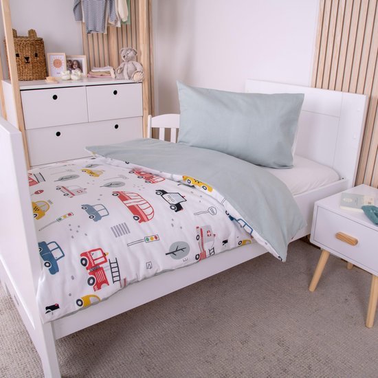 550x550-11351.jpg Unyqoos® Zacht en Omkeerbaar Kinderbeddengoed met Voertuigenmotief van Katoenflanel