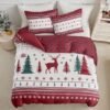 Unyqoos® Drie-delige kerstbeddenset van microvezel voor een warme sfeer