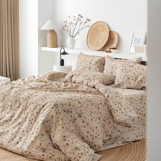 Unyqoos® Chic botanisch bloemen beddengoedset met ritssluiting en kussenslopen