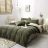 Unyqoos® Omkeerbare beddengoedset met microvezel in donkergroen en beige tinten