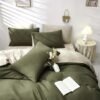 Unyqoos® Omkeerbare beddengoedset met microvezel in donkergroen en beige tinten
