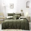 Unyqoos® Omkeerbare beddengoedset met microvezel in donkergroen en beige tinten