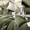 Unyqoos® Omkeerbare beddengoedset met microvezel in donkergroen en beige tinten