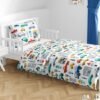 Unyqoos® Speels Kinderbeddengoed met Voertuigthema voor Jongens, 100% Katoen, 100 x 135 cm, Inclusief Kussensloop