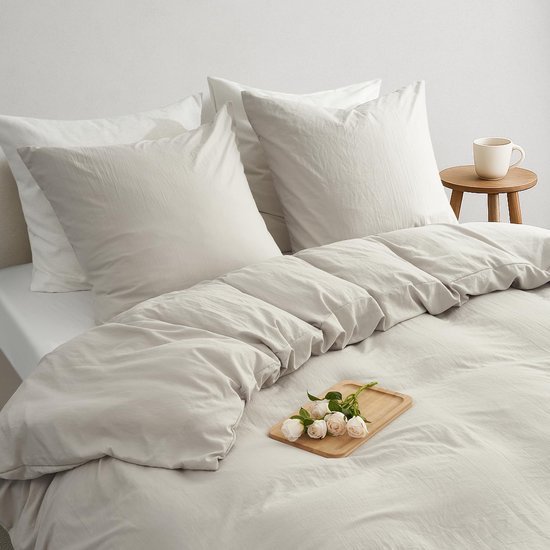 Unyqoos® Beddengoed Set van 4 Stuks in Linnenlook, Superzachte Microvezel, Oeko-Tex Gecertificeerd