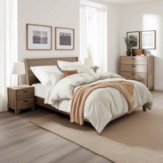 Unyqoos® Beddengoed Set van 4 Stuks in Linnenlook, Superzachte Microvezel, Oeko-Tex Gecertificeerd