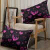 Unyqoos® Stijlvolle beddengoedset met hartjesmotief voor eenpersoonsbed in zwart en roze