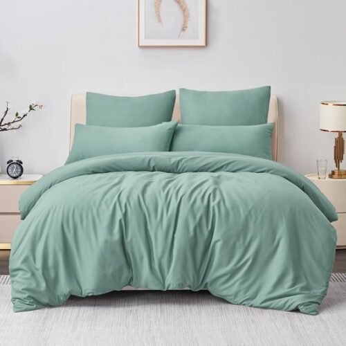 550x550-11519.jpg Unyqoos® Zachte en strijkvrije microvezel beddengoedset in saliegroen met ritssluiting