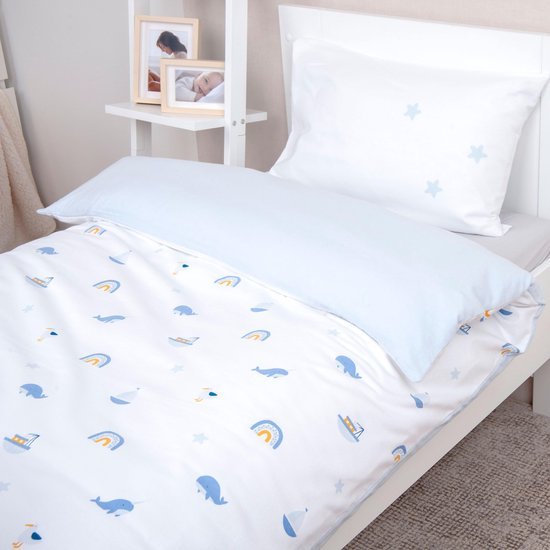 Unyqoos® Schattig beddengoed voor kinderen met oceaanmotief en knoopsluiting