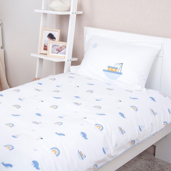 Unyqoos® Schattig beddengoed voor kinderen met oceaanmotief en knoopsluiting