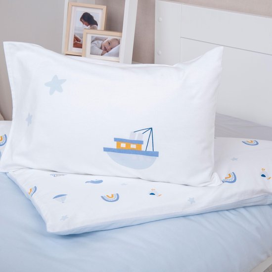 Unyqoos® Schattig beddengoed voor kinderen met oceaanmotief en knoopsluiting