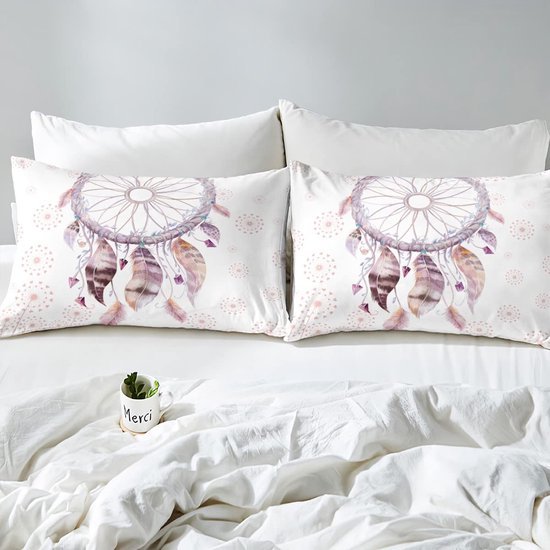 Unyqoos® Bohemien Dromenvanger Dekbedovertrekset met Botanische en Veer Motieven