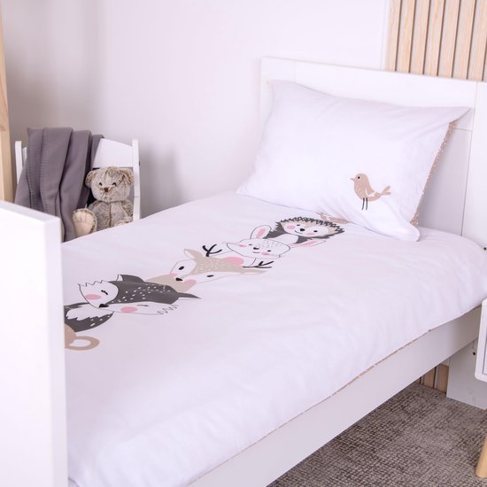 Unyqoos® Ademend Kinderbeddengoed met Omkeerbaar Bosdierenmotief en Katoenen Kwaliteit