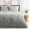 Unyqoos® Lichtgrijs 4-delig Beddengoedset van Microvezel met Ritssluiting