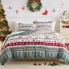 Unyqoos® Feestelijk Kerstbeddengoedset met Rendiermotief en Kussensloop met Ritssluiting