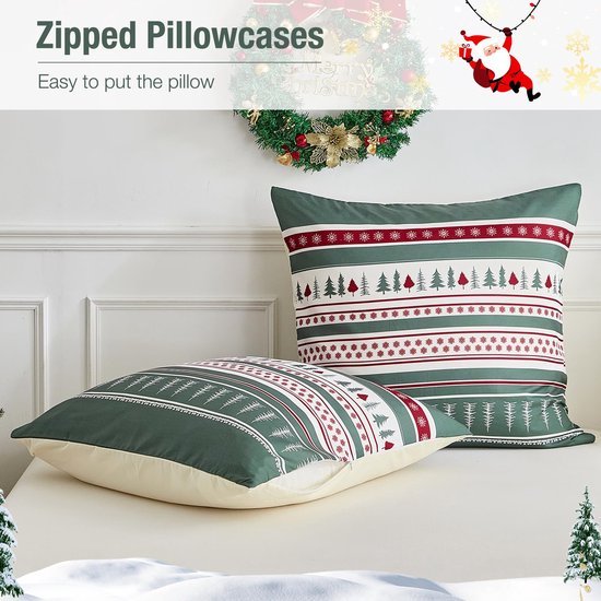 Unyqoos® Feestelijk Kerstbeddengoedset met Rendiermotief en Kussensloop met Ritssluiting