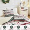 Unyqoos® Feestelijk Kerstbeddengoedset met Rendiermotief en Kussensloop met Ritssluiting