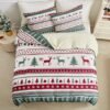 Unyqoos® Feestelijk Kerstbeddengoedset met Rendiermotief en Kussensloop met Ritssluiting