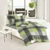 Unyqoos® Hoge kwaliteit flanellen dekbedovertrekset in kiwi 155 x 220 cm