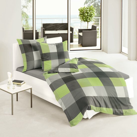 Unyqoos® Hoge kwaliteit flanellen dekbedovertrekset in kiwi 155 x 220 cm