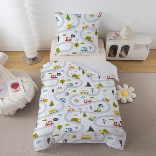 550x550-11670.jpg Unyqoos® Zachte microvezel kinderbeddengoedset met autodesign en ritssluiting