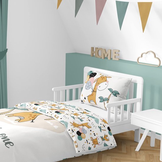 Unyqoos® Kinderbedtextielset van 100% Katoen met Safari Dierenontwerp voor Jongens en Meisjes
