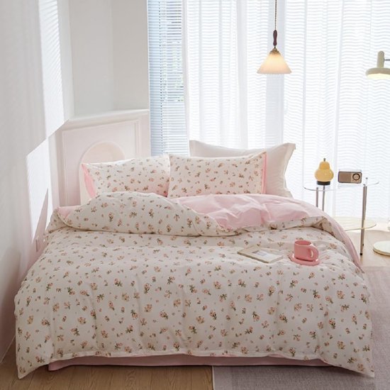 Unyqoos® Omkeerbare beddengoedset met bloemenpatroon voor allergievriendelijke nachtrust