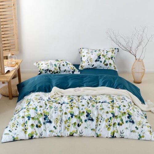Unyqoos® Verkoelende beddengoedset met plantenpatroon en ademend katoen