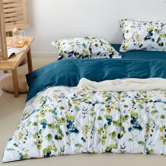 Unyqoos® Verkoelende beddengoedset met plantenpatroon en ademend katoen
