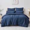 Unyqoos® Comfortabele beddengoedset van microvezel in marineblauw met ritssluiting
